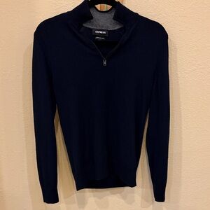 Express Men's Navy Zip-Up Sweater